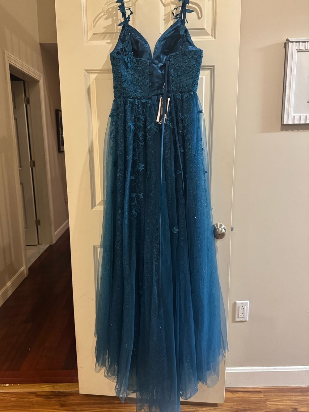 NWT Fairy Dress Teal Tulle Sparkle Long Lace Bodice Formal Dress - Picture 3 of 9